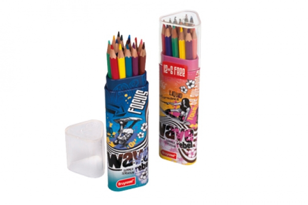مداد رنگی 18 رنگ جعبه فلزی طرح ویو ربل برونزیل-6530M18